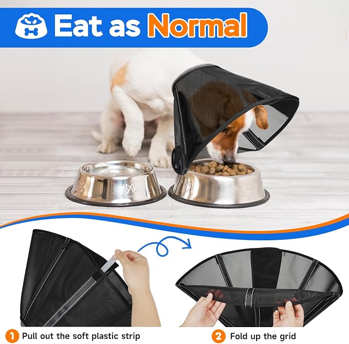 Breathable Mesh Dog Cone Collar for Surgery, Soft Elizabethan Recovery Alternative to Stop Licking,Pet Neck Collar for Large Medium Small Breeds, XL