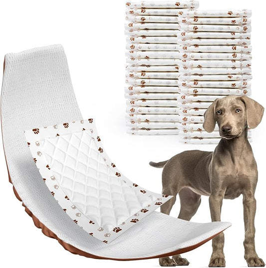 MICOOYO Dog Diaper Liners, Dog Diaper Pads, Disposable Dogs Booster Pads for Puppy, Belly Band Dogs Diapers Liners Male Doggie Diapers Inserts (Paws, L, 25Count)