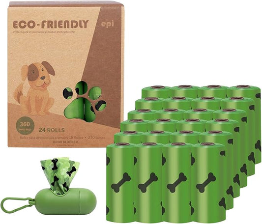 Dog Poop Bags, 24 Rolls/360 Bags with Dispenser, Extra Thick Doggy Poop Bags, Cat Poop Bags, Dog Bag, Pet Waste BagsUnscented, Leak-Proof, Easy Tear-Off