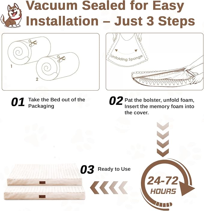 Orthopedic Dog Bed with Firm High-Density Egg Crate Foam Mattress,Machine Washable Cover & Non-Slip Bottom for Small Breeds & Toy Dogs (Beige, 23" L x 17" W x 3" H)