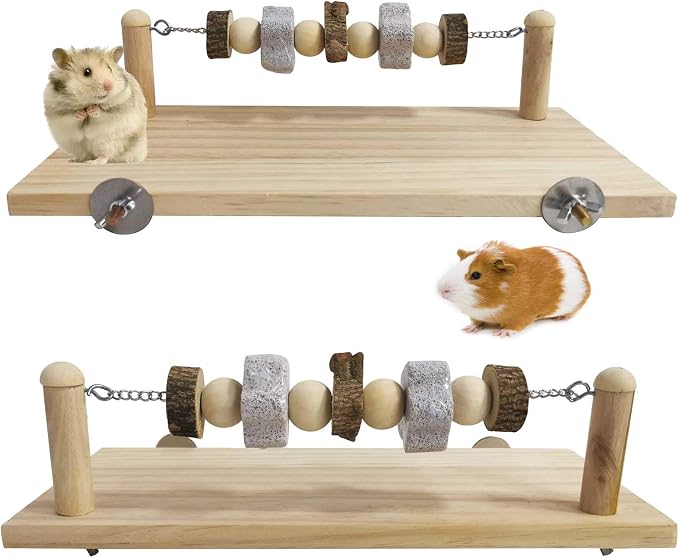 kathson Hamster Wood Ledge Platform Chewing Toys Chinchilla Cage Accessories Guinea Pig Teeth Grinding Lava Blocks Hamster Sand Bath Box Transparent Acrylic Small Animals Shower Bathtub