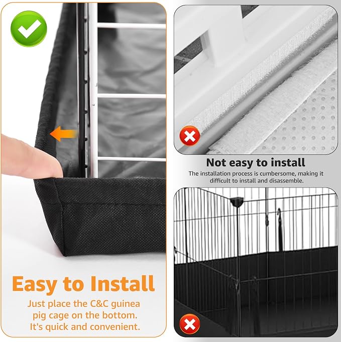 PJYuCien C&C Cage Bottom 24"x48", Easy to Install | Use as Top, Use as Bottom and Top Set, Protect Floor, Saves Time and Effort,for Guinea Pig and Other Small Animals