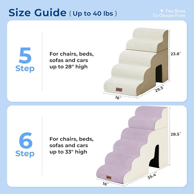 ZOMISIA Dog Steps for High Beds - 5 Step 24" H Pet Stairs with Tunnel 2 in 1 with Zippers Suitable for Small Dogs and Cats, Indoor Cat Ladders with Non-Slip Bottom, Beige