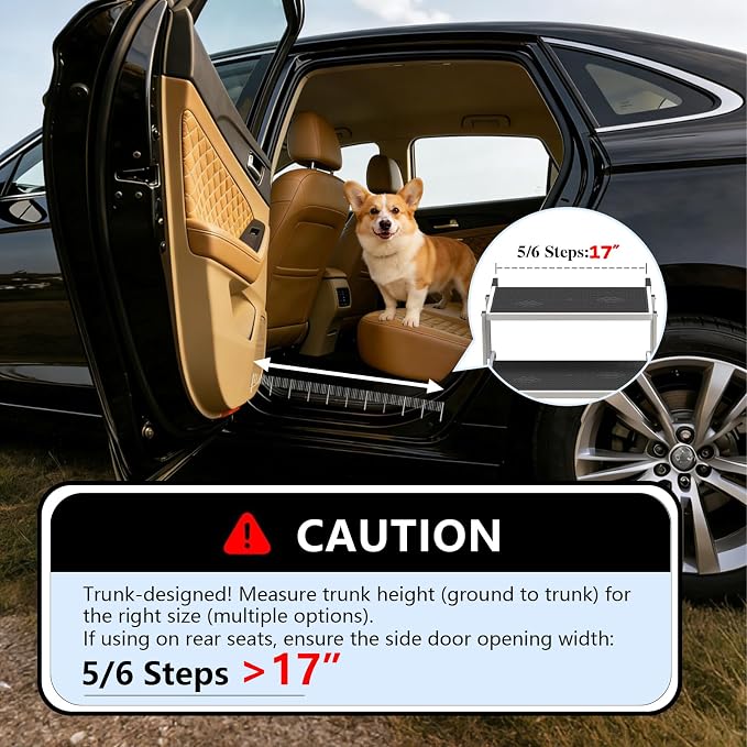 Dog Steps for Car & SUV – 5-Step Foldable Pet Stairs for Large Dogs, Non-Slip Heavy-Duty Plastic Dog Stairs, Lightweight & Portable Vehicle Access, Great Alternative to Dog Ramp for Truck