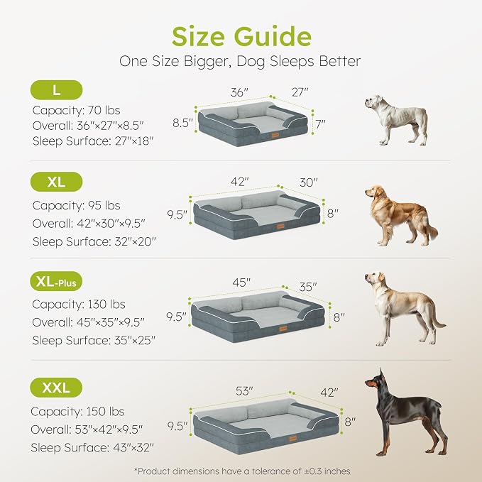 CWAWZ Jumbo Dog Bed for Extra Large Dogs, Orthopedic Dog Bed with Cooling Gel Memory Foam, Waterproof Pet Bed with Removable Washable Cover, 45" Pet Sofa Couch Dutch Velvet with Bone Toy, Dark Gray