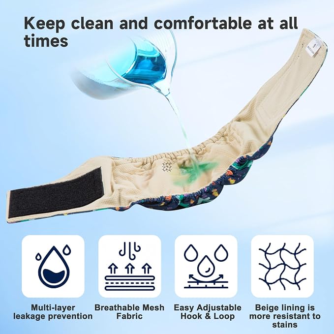 Male Dogs Diapers Belly Bands(4Pack), Washable Reusable Male Boy Doggy Wraps Panties for Doggie Puppy Pooping Potty Training Incontinence Marking Pañal para Perro Small