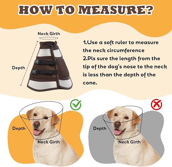 Soft Dog Cone for Dogs After Surgery,Foldable Dog's Cone Collar,Adjustable E Collar Alternative to Stop Licking,Pet Cones for Dog,Doggy Surgery Collar,Dogs Recovery Collars & Cones,Brown,L