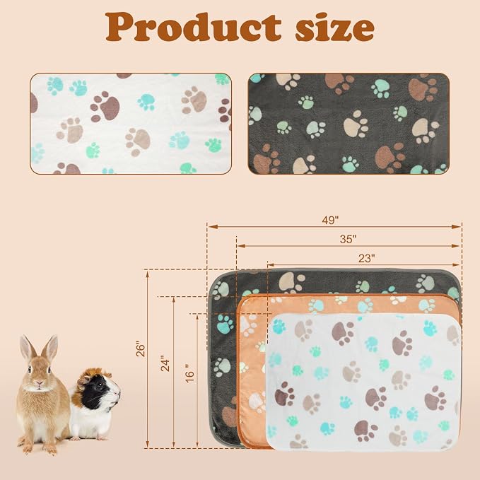YUEPET Waterproof Guinea Pig Blankets Washable 3 Pack Small Animal Fleece Cage Liners Pet Soft Sleep Mat Pad Cover Warm Flannel Throw for Hamster Guinea Pig Rabbit Chinchilla Hedgehog Ferret 23"×16"
