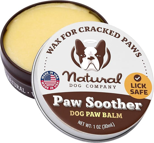 Natural Dog Company Paw Soother Dog Paw Balm – Moisturizes Dry Cracked Paws After Walks, Hot Pavement, Beach Sand, Hiking & Outdoor Play with Coconut Oil & Calendula, Daily Paw Care, 1 oz Tin