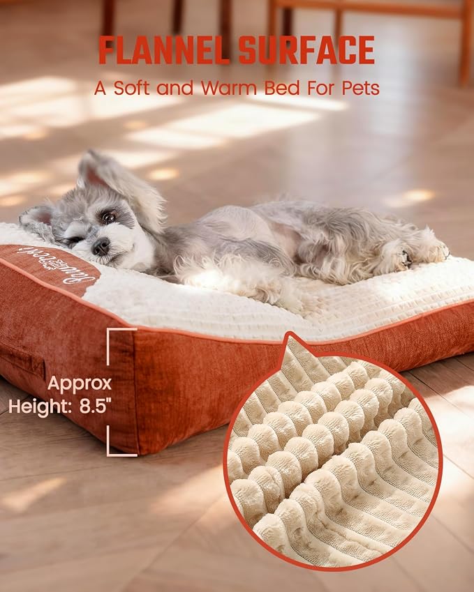Dog Beds Large Sized Dog - Comfy Flat Pet Beds with Removable Washable Cover, Orthopedic Foam Puppy Mat with Pillow Suitable for Pet Up to 65 lbs(36''×24''×5'')