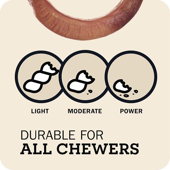 Redbarn Pet Products All-Natural 4" Bully Stick Rings for Dogs - Premium Grain-Free & Rawhide-Free Single Ingredient Long Lasting Low Odor Dental Treat for Chewers - 3 Count