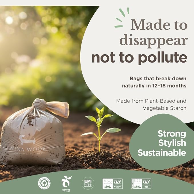 100% Certified Home Compostable and Biodegradable Dog Poop Bags - ASTM D6400 & EN 13432 Compliant Dog Waste Bags – 180 Bags – 12 x Rolls of Plant Based Compostable Waste Bags - Thick Doggie Poop Bags