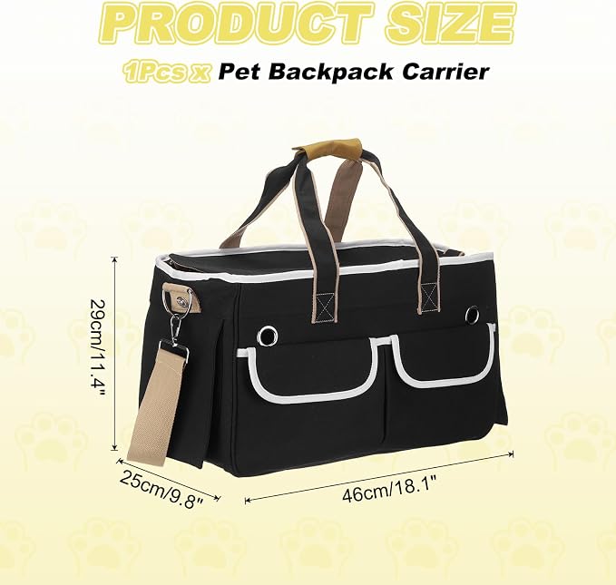 Cat Carrier for Pet, Rollable Cover, Breathable Dog Carrier Cat Carrying Case Pet Travel Bag Up to 16.5 lbs (Black), Intended for Hiking/Camping/Traveling
