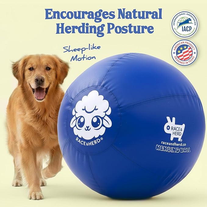 Race&Herd 30" Original XXL Herding Ball for Dogs - Herding Toys, Giant Dog Ball for Australian Shepherds, Border Collies - Durable Dog Outdoor Training Toy for Large Breeds & Horses (Ocean)