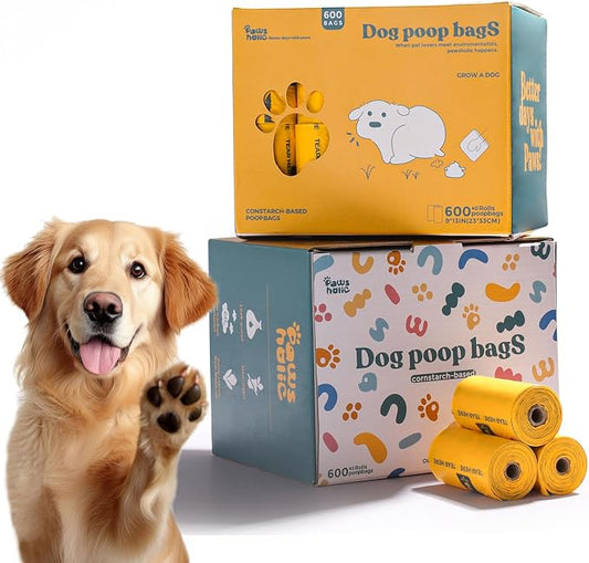 Dog Poop Bags Rolls Extra thick and Guaranteed Leak Proof Poop Bags for Dogs,600 Count 40 Rolls,Unscented,Cornstarch Based Doggie Poop Bag for Puppy and Big Dogs