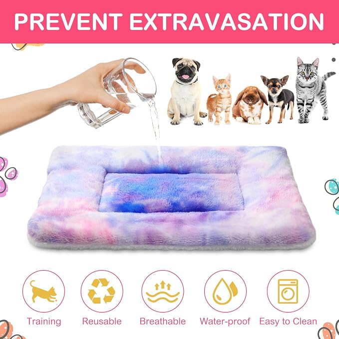 Haull 4 Pcs Waterproof Guinea Pig Bedding Soft Dog Cat Bed Crate Mat Small Animal Plush Cage Liners Rabbit Bunny Kennel Pad Reversible Cozy Pee Thickened Hamster Pad(Tie Dyed,13 x 18.5 Inch)