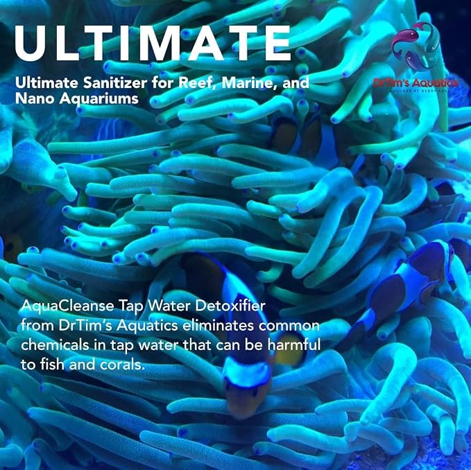DrTim’s Aquatics AquaCleanse for Reef Aquariums – 64 oz – Tap Water Detoxifier, Dechlorinator & Ammonia Reducer for New and Cycled Fish Tanks