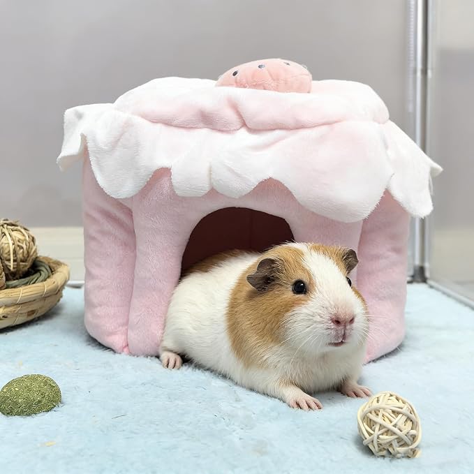 Guinea Pig Hideout, Warm Bunny House, Washable Winter Dwarf Rabbit Bed for Hamster, Chinchilla, Hedgehog,Ferret & Other Small Animals (Medium)