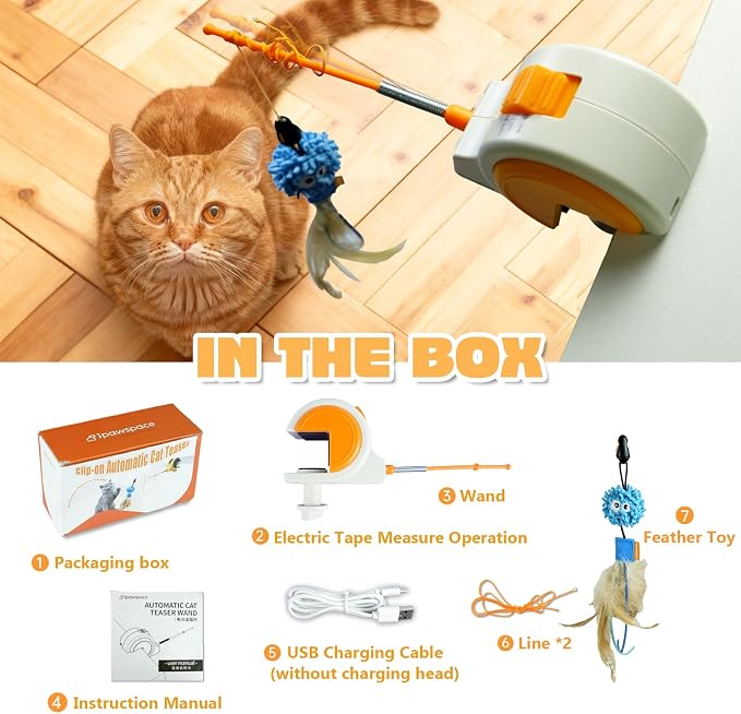 Interactive Cat Toys for Indoor Cats Automatic Electric Flying Bird Feather Wand Toy, Best Kitten & Adult Cat Enrichment Stimulation Toy Hanging Electric Kitty Toys for Bored Cats