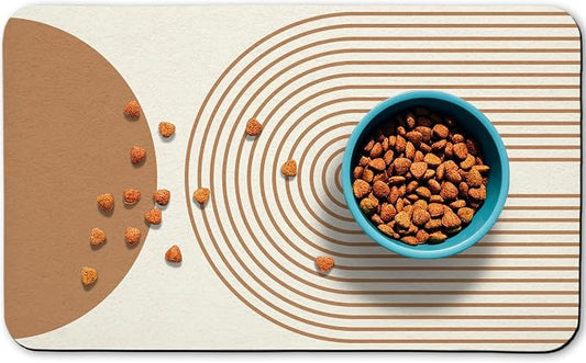 Dog Food Mats,Cat Absorbent Water Bowl Feeding Mats Pet Placemats for Food and Water Beige Bohemia 12 * 20 inch