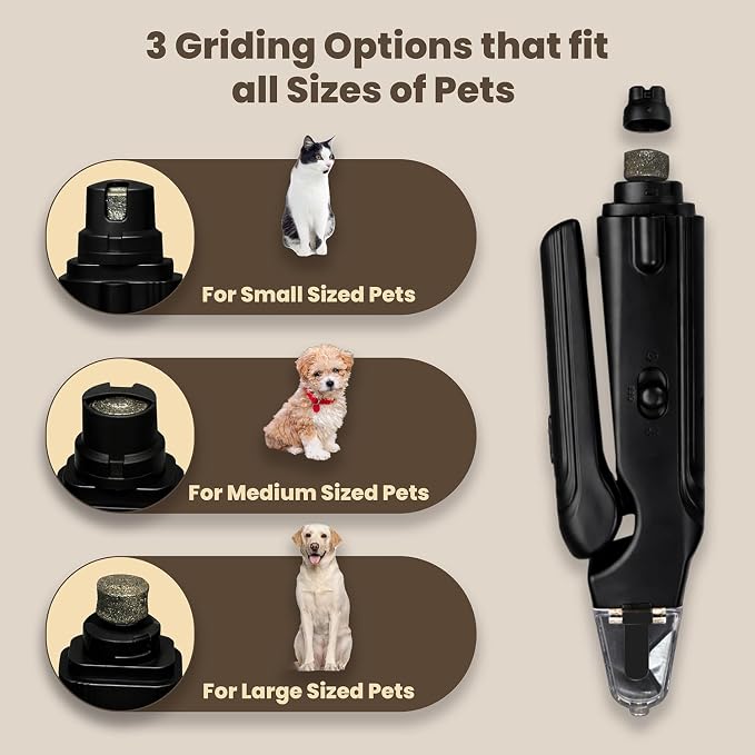 2-in-1 Dog Nail Clippers & Cat Nail Clipper with 2 LED Lights, USB Rechargeable with Safety Guard, Low Noise Grooming Tool for Small, Medium & Large Dog and Cat Nail Trimmer (Black)