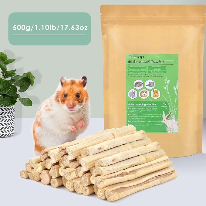Bissap Rabbit Chew Sticks, Bunny Molar Mixed Timothy Hay Treats Bamboo Sticks for Small Animals Hamsters Chinchillas Guinea Pigs Squirrels Natural Teeth Grinding Chewing Toys