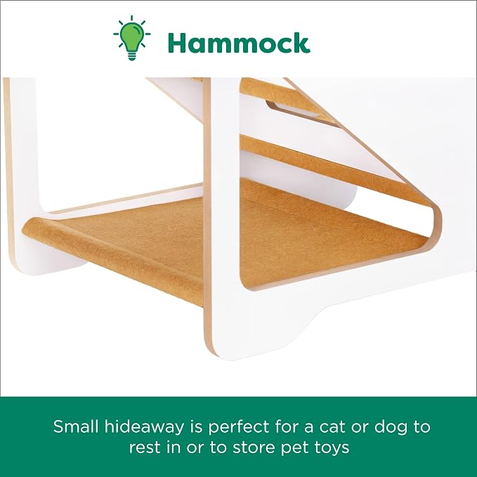 FurHaven Steady Paws 3-Step Pet Stairs – Plush Faux Fur Dog Steps for Bed and Sofa, Small Dogs & Cats, White/Tan