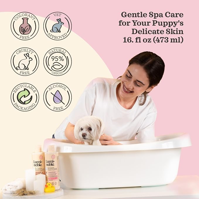 2in1 Hypoallergenic Dog Shampoo & Conditioner, Tearless Dog Wash for Puppies with Oatmeal & Collagen Formula, Itchy Skin Relief, White Musk Scent, Moisturizing & Skin Sensitive Friendly, 16 fl oz