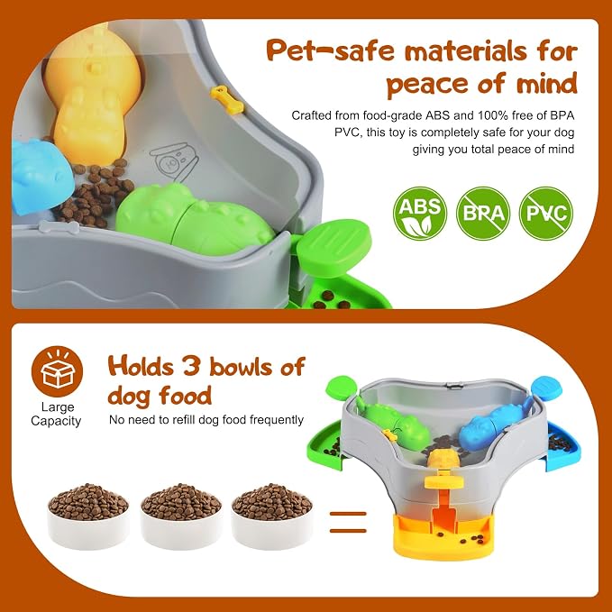 3 in 1 Dog Puzzle Toy,Interactive Slow Feeder Dog Bowls to Prevent Choking, Slow Feeder for IQ Training and Entertainment for All Breeds.Mental Stimulation Toy for Dog,Cats and Dogs Love