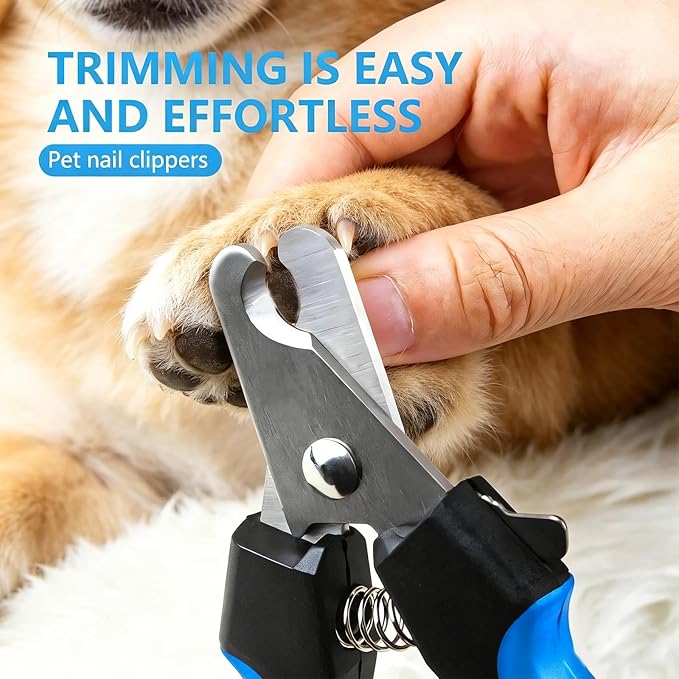 Pet Grooming Kit, double-sided undercoat brush and stainless steel pin comb. Ideal for grooming and removing long & matted hair of cats and dogs. (4-piece set)