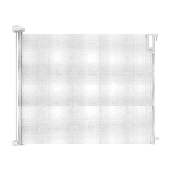 Perma Child Safety Indoor Outdoor Ultimate Retractable Baby Gate, 38.6" Tall Extends to 79" Wide, White