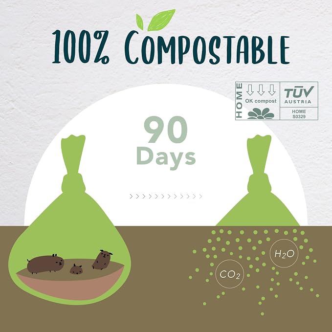 Dog Poop Bag with Handles, Compostable Pet Waste Bags, Easy-Tie, Vegetable-Based Eco-Friendly, Unscented, Extra Thick, Leak Proof, Fits for Dogs and Cat Scoops, 240 Refill Bags, bulk pack