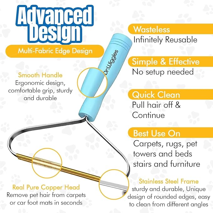 Carpet Rake & Handheld Rake for Pet Hair, Telescopic 56" Adjustable Handle, Pet Hair Removal for Carpet, Bedding, Furniture, Rugs and Car(Broom + Lint Roller)