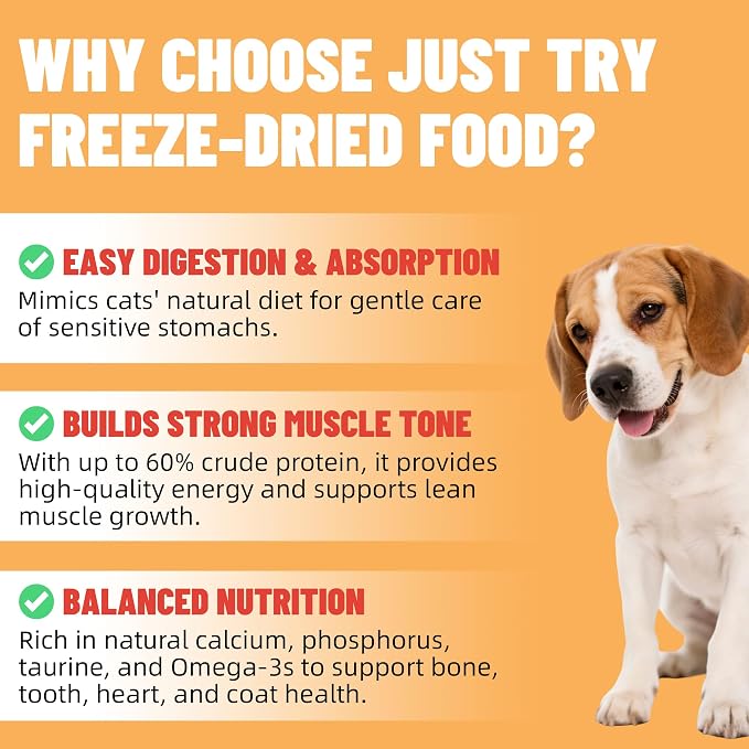 Just Try 16OZ Freeze-Dried Dog Treats Mixed Flavors for Dogs & Cats Raw Single Ingredient Chicken,Salmon, Beef Liver,Chicken Liver,Chicken Heart,Duck,Cod,High Protein Grain-Free Training Treats