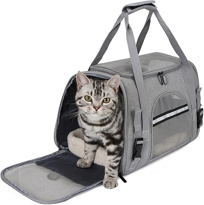Foldable Breathable Pet Bag Portable Single-Shoulder Diagonal Pet Box Airline Approved,Soft-Sided Cat Carrier