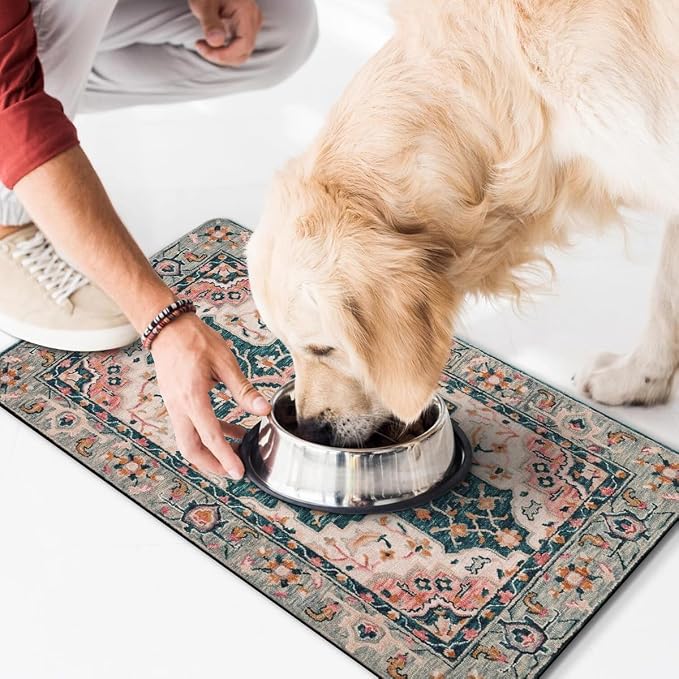 Dog Food Mat for Floors Waterproof Quick Dry Pet Placemat Cat Feeding Bowls Mats for Food and Water, Eco-Friendly Dog Accessories Diatomite Pets Supplies 12" X 20"