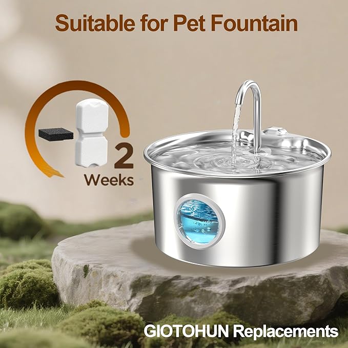 Cat Water Fountain Filters: 40 Cat Fountain Filter Replacement - 10 Months Set of Replacement Filters for ATMZIQXR Pet Fountains S18 - Contains 20 Carbon Filters + 20 Sponges Filters