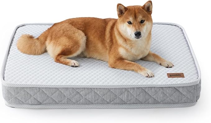 ZOMISIA Breathable Orthopedic Dog Bed for Large Dog, Reversible Warm & Cooling Dog Bed Mattress for All Season, 4" Thick Honeycomb Supportive Pet Bed with Detachable Non-Slip Bottom, Waterproof Cover