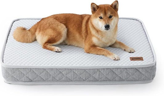 ZOMISIA Breathable Orthopedic Dog Bed for Large Dog, Reversible Warm & Cooling Dog Bed Mattress for All Season, 4" Thick Honeycomb Supportive Pet Bed with Detachable Non-Slip Bottom, Waterproof Cover