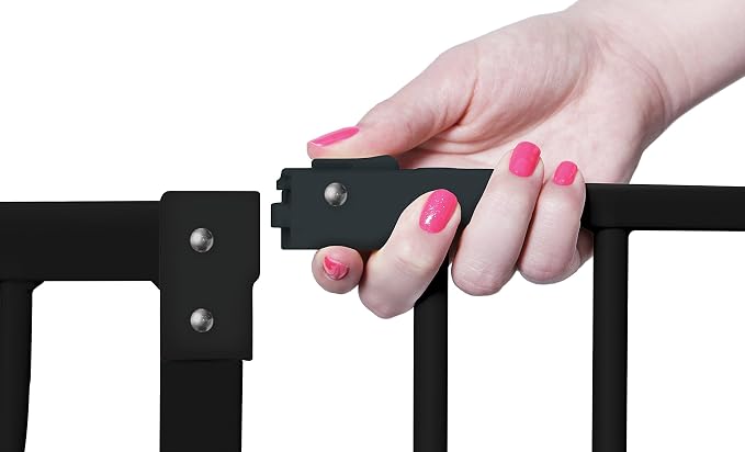 Dreambaby Liberty Walk Thru Baby Safety Gate Set - with 3.5inch Extension Panel, Fits 29.5-36.5inch Openings - Pressure Mounted Security Gates - Model L1992BB - Black