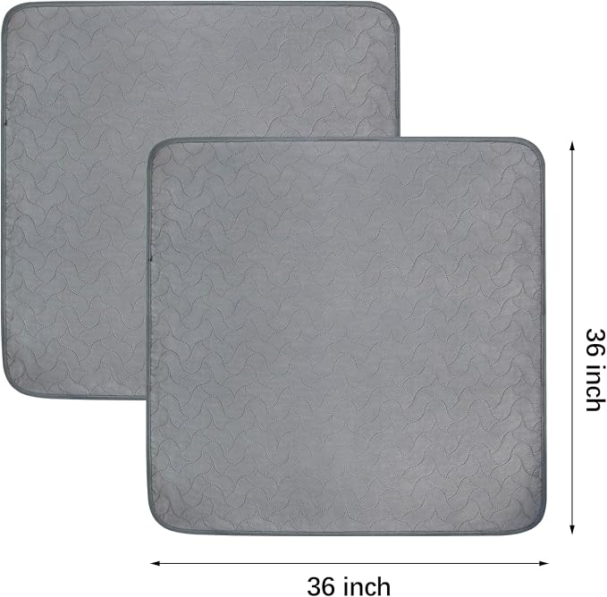 Gentle Purr Large Washable Pee Pads for Dogs 36" x 36", 2 Pack Reusable Puppy Training Pads, Soft Oeko-TEX Certified Polyester Top, Absorbent Non-Slip Crate Liners for Whelping and Senior Dogs, Gray