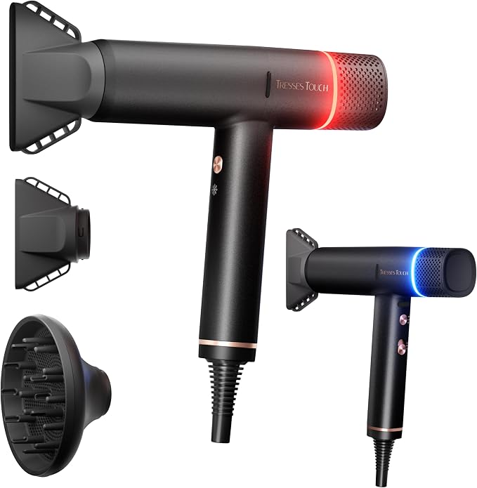 Professional Ionic Hair Dryer with Diffuser, High-Speed Ionic Low Noise Blow Dryer, Powerful 1600 Watt Motor for Fast Drying and Straight & Wavy Hair, Lightweight