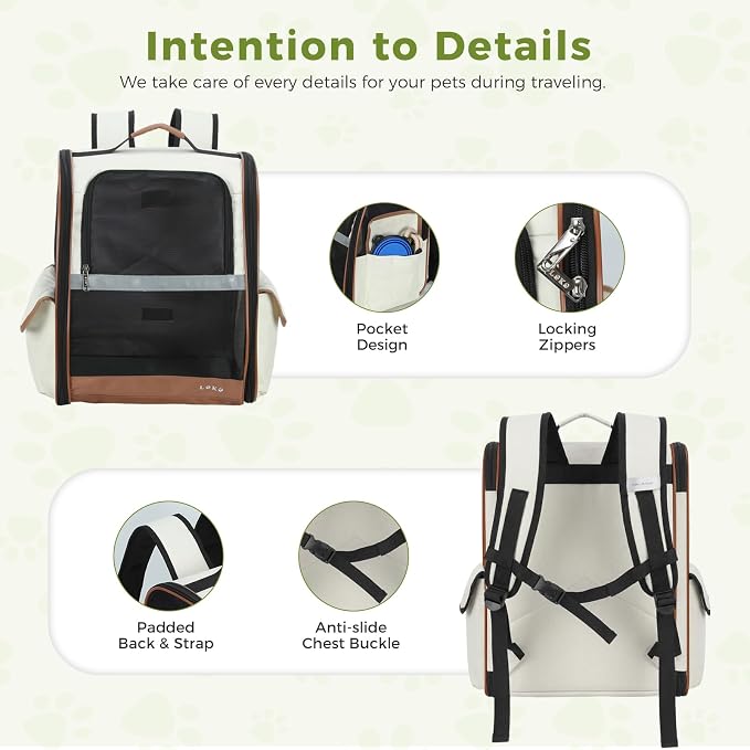 Lekereise Cat Backpack Carriers, Dog Carrier Backpacks with Breathable Mesh for Small Medium Cats Dogs Puppy Up to 18 Lbs, Pet Foldable Carrying Backpack Ventilated for Travel Hiking Collapsible