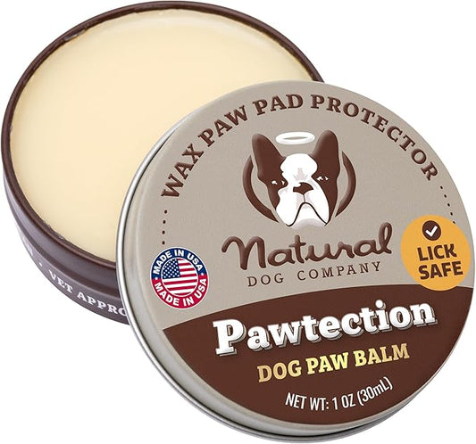Natural Dog Company PawTection Dog Paw Wax, 1 oz Tin | Hot Pavement & Sand Protection, Waxy Barrier Balm, Non-Toxic & Lick Safe, For Summer Walks & Hiking