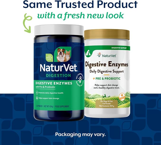 NaturVet – Digestive Enzymes - Plus Probiotics & Prebiotics – Helps Support Diet Change & A Healthy Digestive Tract – for Dogs & Cats – 1 lb Powder