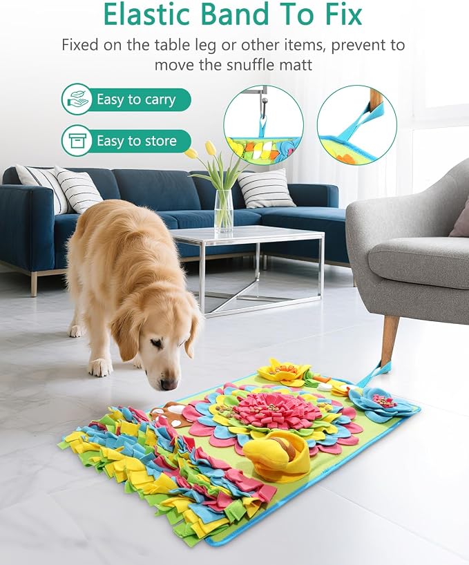 ORIA Snuffle Mat for Dogs, 30.7'' x 18.9'' Interactive Slow Feeder Mat for Mental Stimulation, Boredom & Anxiety Relief, Machine Washable Dog Puzzle Mat for Small Medium Large Dogs Puppies