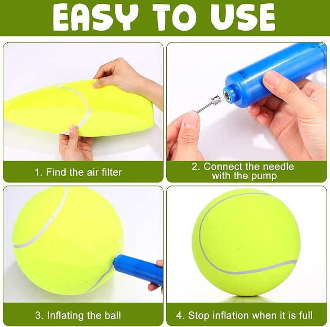 Blueweenly 8 Pack Dog Tennis Balls, 4 Large 9.5" 4 Small 2.5" Tennis Balls for Dogs, Outdoor Herding Dog Toys with Inflation Needle, Pet Birthday Sports Gifts for Small Medium Large Dogs
