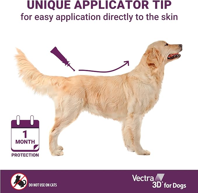 Vectra 3D Flea and Tick Prevention for Dogs, Kills and Repels Fleas, Ticks & Mosquitoes | Fast‑Acting, Waterproof, No Prescription Needed | Extra Small Dogs 5-10 lbs, 3‑Month Supply
