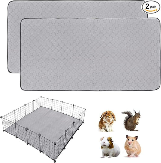 Guinea Pig Cage Liners, 48''X48'' Washable Guinea Pig Pee Pads, Non Slip Reusable Super Absorbent Guinea Pig Training Mat Bedding Fleece for Small Animals Hamster Rabbit Chinchilla Rat, 2Pack