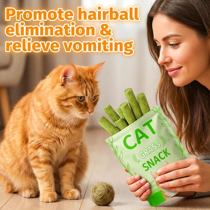 Cats Toy 18Pcs Cat Grass Treat Freeze Dried Catnip Stick Kitten Chew for Removal Hairballs Kitty Dental Care for Cleaning Teeth Indoor Snack